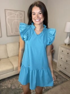 Tiered Ruffle Sleeves Mini Dress W/ Pockets | S - XL