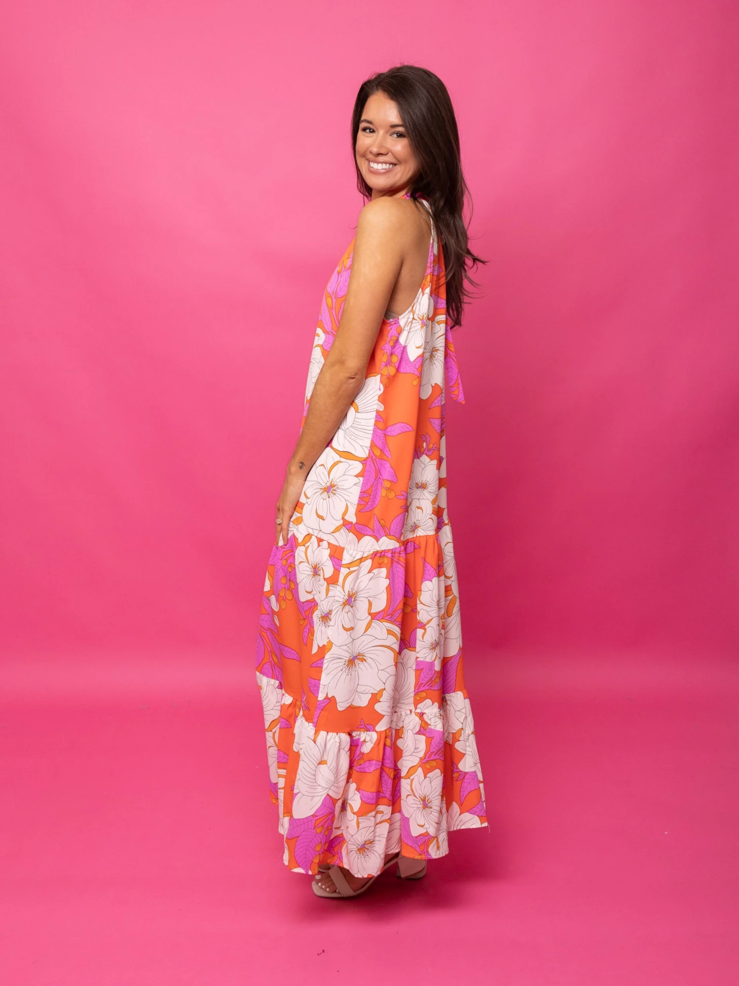 STACCATO Tiered Floral Print Mock Neck Sleeveless Maxi Dress | S - L 2 STACCATO Tiered Floral Print Mock Neck Sleeveless Maxi Dress | S - L - Image 2