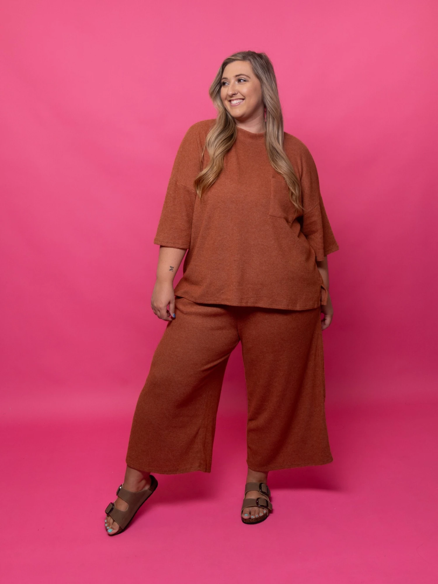 Ribbed Wide Leg Pants W/ Pockets | S-3XL SET W/ Sku47595 2 Ribbed Wide Leg Pants W/ Pockets | S-3XL SET W/ Sku47595 - Image 2