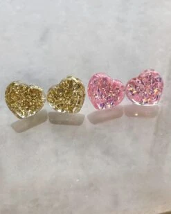 Heart Resin Gold Dipped Earrings