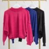 Zenana Luxe Hacci Long Sleeve Round Neck Sweater | S/M - L/XL