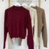 High Neck Long Sleeve Cable Knit Sweater | S - L