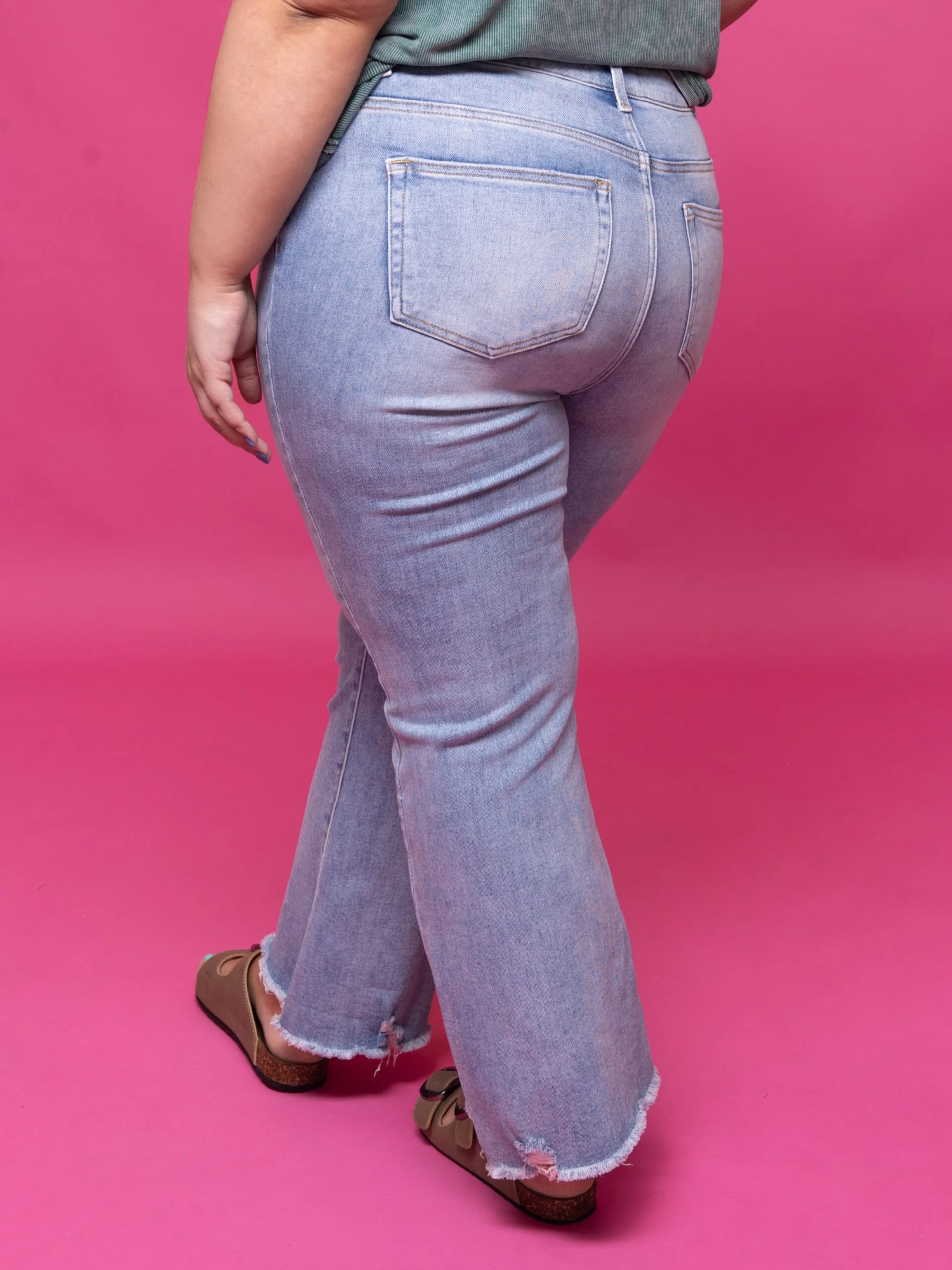 Risen High Rise Side Step Hem Crop Flare Jeans | 0-3X 4 Risen High Rise Side Step Hem Crop Flare Jeans | 0-3X - Image 4