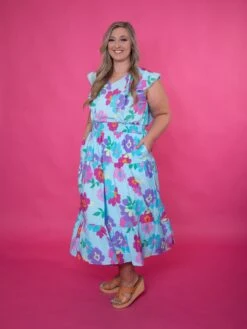 Floral Print V-Neck Lace Detail Flutter Sleeve Maxi Dress | S - 3XL -Women Clothing Shop IkdES7s1uoT07QKCLs5vpFQ76f26WOJ7GjupcDcG