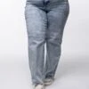 Judy Blue High Waist Mineral Wash Raw Hem Wide Leg Jeans | 0-24
