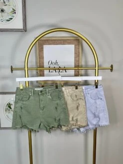 Risen High Rise Distressed Shorts| S-3X *Final Sale*