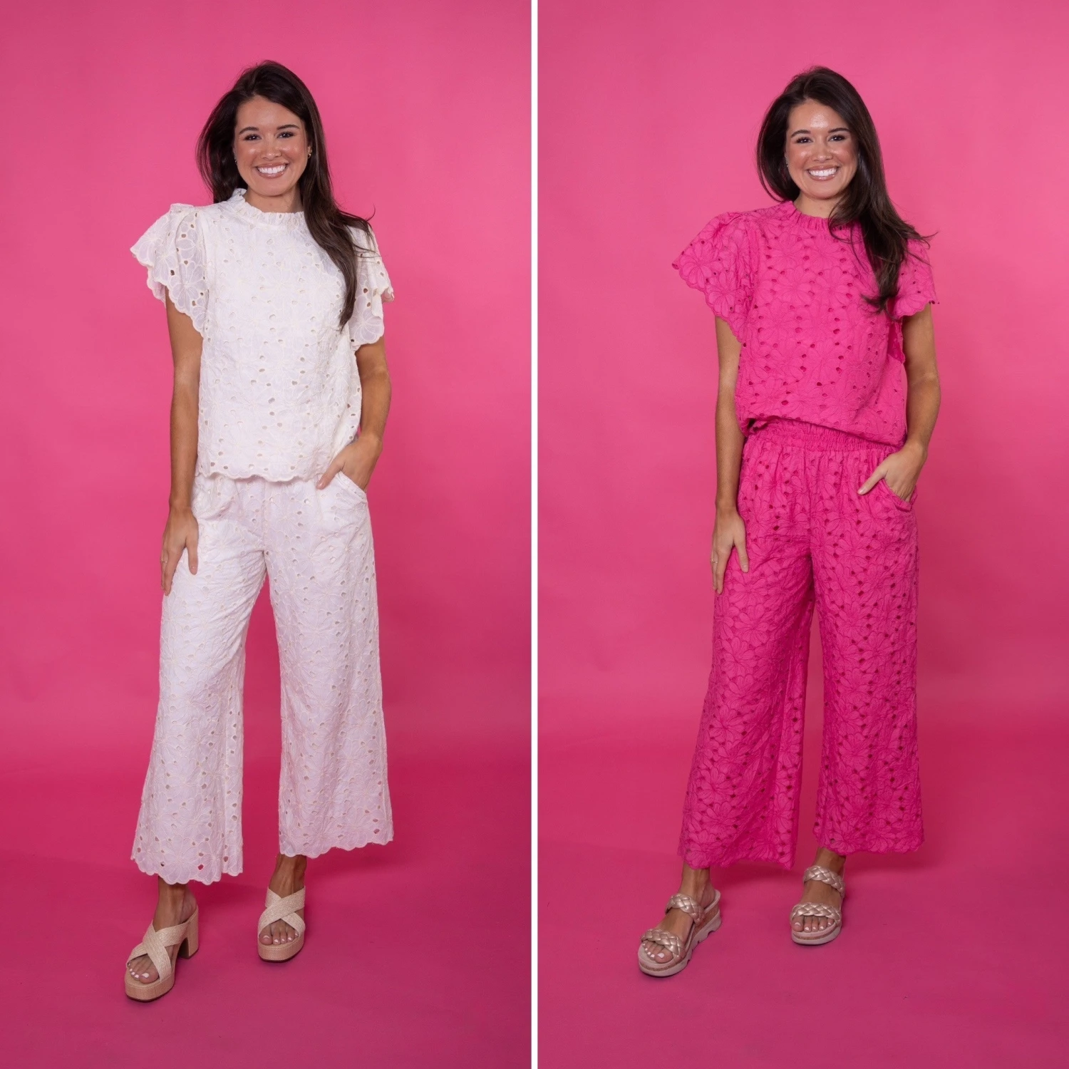 Relaxed Wide Leg Eyelet Lace Pants | S-L Set W/ Sku49806 1 Relaxed Wide Leg Eyelet Lace Pants | S-L Set W/ Sku49806