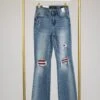 Judy Blue Mid-Rise Plaid Patch Distressed Detail Bootcut Jeans | 0 - 24