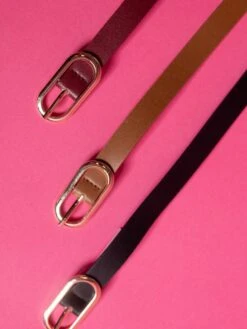 Metal Oval Buckle Belt 3 Piece Set