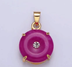 Round Jade Stone Charm Charm Bar