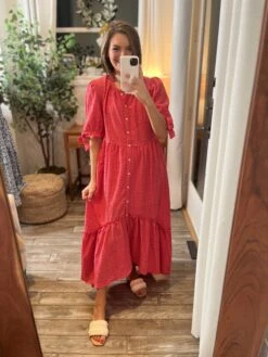 Solid Textured Button Down Maxi Dress | S - 2XL