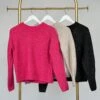 Zenana Melange Round Neck Knit Basic Long Sleeve Sweater | S - L