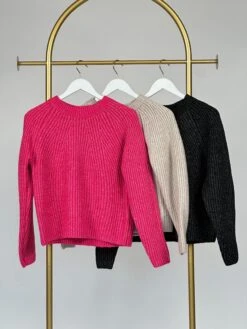 Zenana Melange Round Neck Knit Basic Long Sleeve Sweater | S - L