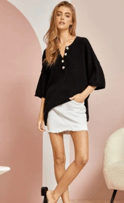 Button Front Sweater | S - 3X Andree