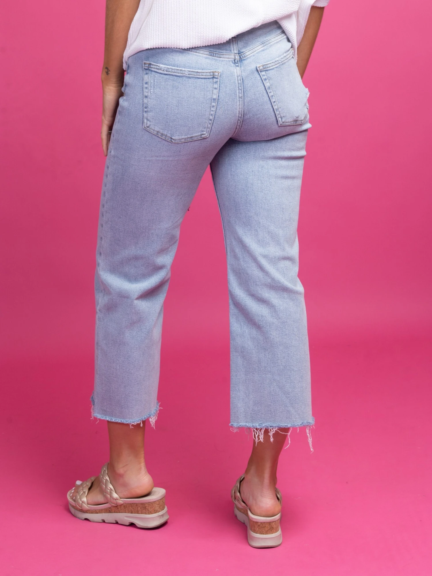 Mica Denim High Rise Cropped Raw Hem Jeans | 0-15 3 Mica Denim High Rise Cropped Raw Hem Jeans | 0-15 - Image 3