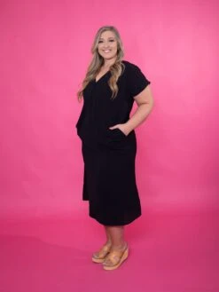 STACCATO Airflow V-Neck Short Sleeve Midi Dress | S - XL -Women Clothing Shop OHkMMQbZQNrvKDjrGlyLZB4p9KEZSyTcKwL4Dc60