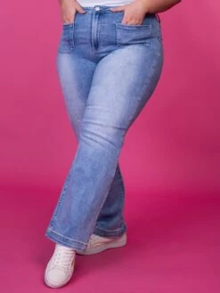 Risen High Rise Patch Pocket Straight Leg Jeans | 0-3X