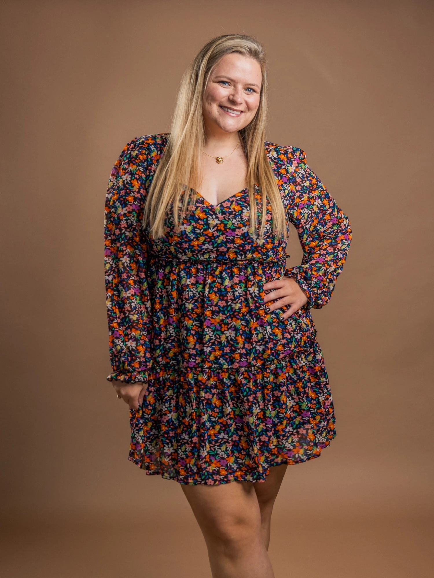 V-Neck Long Sleeve Floral Print Wrap Mini Dress | S - XL 1 V-Neck Long Sleeve Floral Print Wrap Mini Dress | S - XL