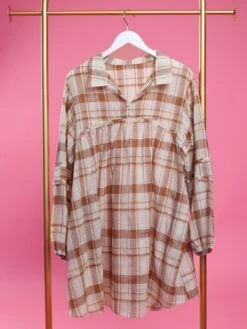 Plaid Print Long Sleeve Collared V Neck Babydoll Dress W/ Pockets | S - XL -Women Clothing Shop TJPzFoLHAXhXkA3gZonKuQ7WCEzYCCrv2wNzdx96