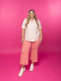 Zenana Acid Washed High Waist Frayed Hem Straight Leg Pants | S - XL