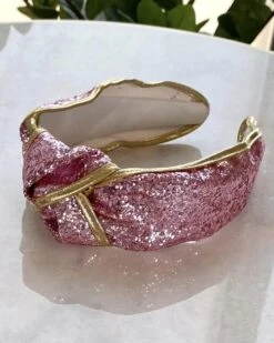 Pink Glitter Knot Headband