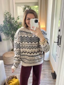 Aztec Pattern Knit Sweater | S - 3X