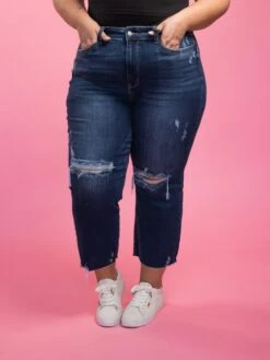 Judy Blue High Waist Distressed Wide Leg Crop Jeans | 0 - 24