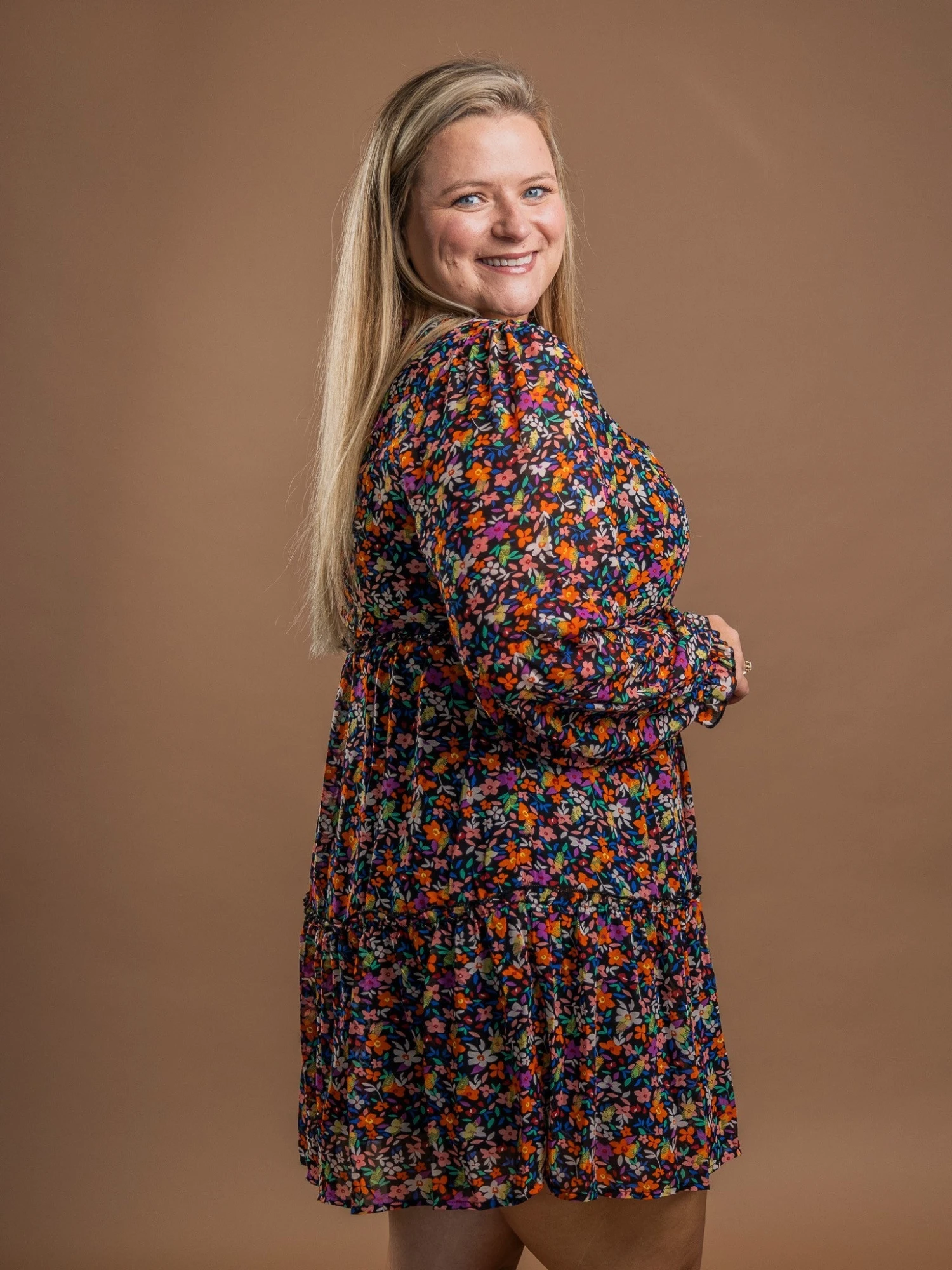 V-Neck Long Sleeve Floral Print Wrap Mini Dress | S - XL 2 V-Neck Long Sleeve Floral Print Wrap Mini Dress | S - XL - Image 2