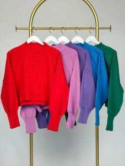 Zenana Oversized Mock Neck Cropped Knit Sweater | S/M- L/XL