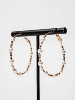 Pearl Beaded Hoop Earrings