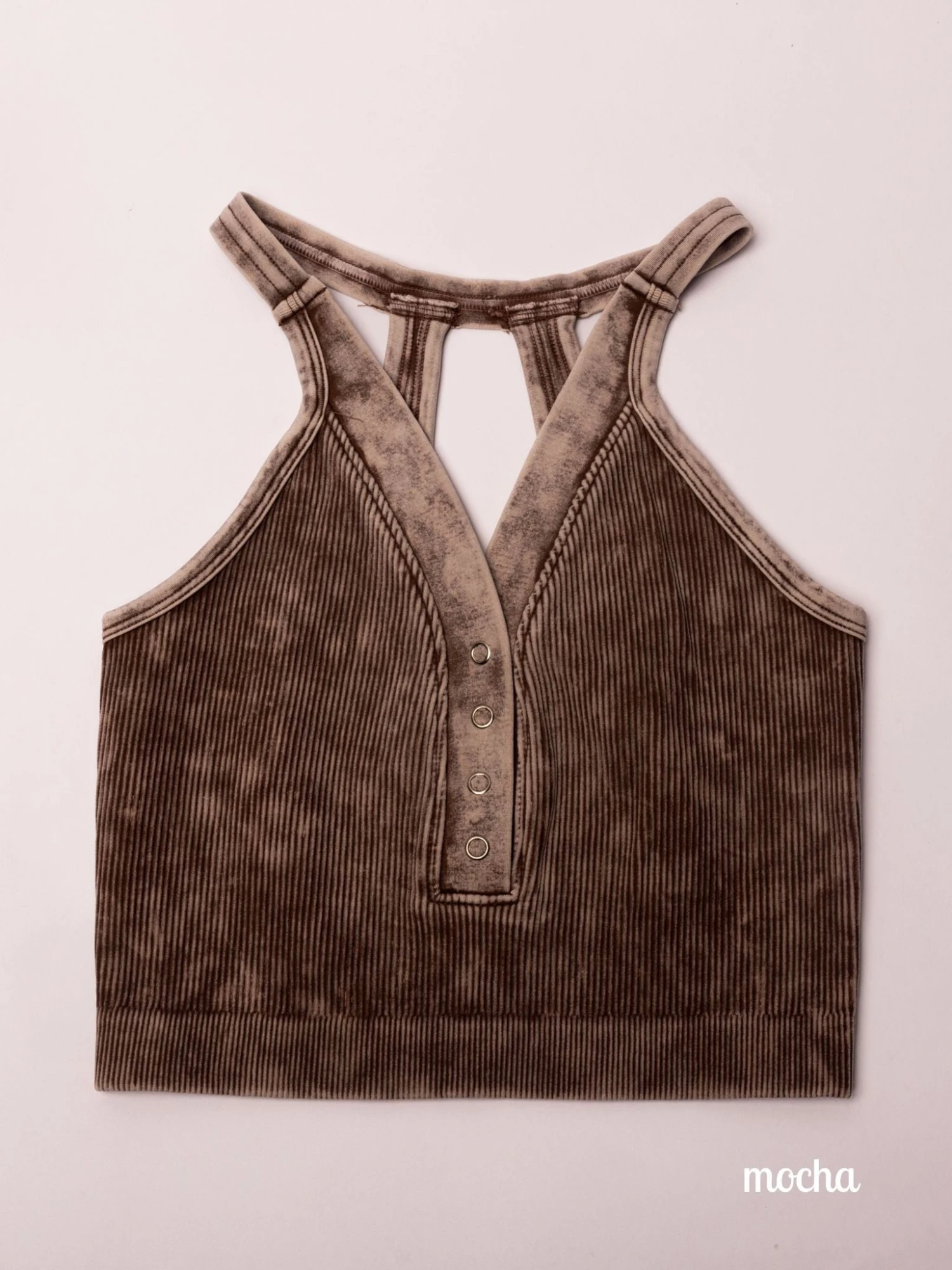 Zenana Washed Ribbed Snap Front Brami | S/M - L/XL 4 Zenana Washed Ribbed Snap Front Brami | S/M - L/XL - Image 4