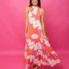STACCATO Tiered Floral Print Mock Neck Sleeveless Maxi Dress | S - L