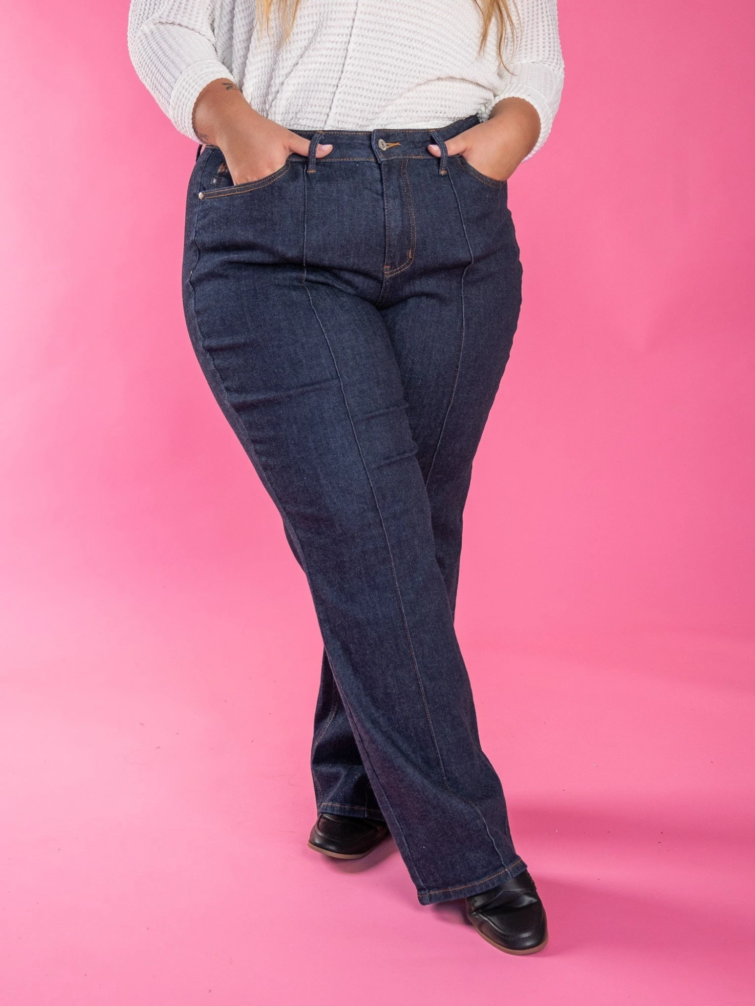Judy Blue High Waist Front Seam & Dart Detail Wide Leg Jeans | 0 - 24 4 Judy Blue High Waist Front Seam & Dart Detail Wide Leg Jeans | 0 - 24 - Image 4