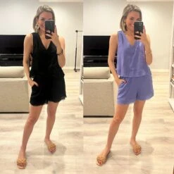 Frayed Hem Top And Short Set-Live Sale *Final Sale*