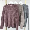 STACCATO Round Neck Long Sleeve Waffle Knit Sweater | S - L