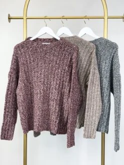 STACCATO Round Neck Long Sleeve Waffle Knit Sweater | S - L