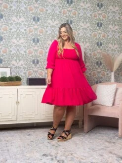 Woven 3/4 Sleeve Midi Dress | S - XL Wedding Guest -Women Clothing Shop a0117e93c9d4d7d849aabe8e774e6c8d