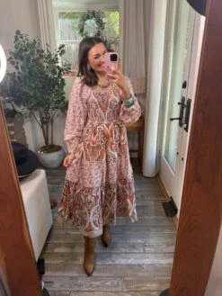 Long Sleeve Printed Midi Dress | S-L -Women Clothing Shop a36e6cf83d5bb4b4654686aa6f92b1dd