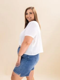 Mica Denim High Waist Button Up Bermuda Shorts | S-3XL -Women Clothing Shop a427fa5ad90291b36bd6bec07ae7430f