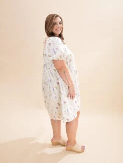 Floral Print Dress With Short Flutter Sleeves | S-3XL -Women Clothing Shop a4d6c44bc2116f897bcbffa2faf3fecd