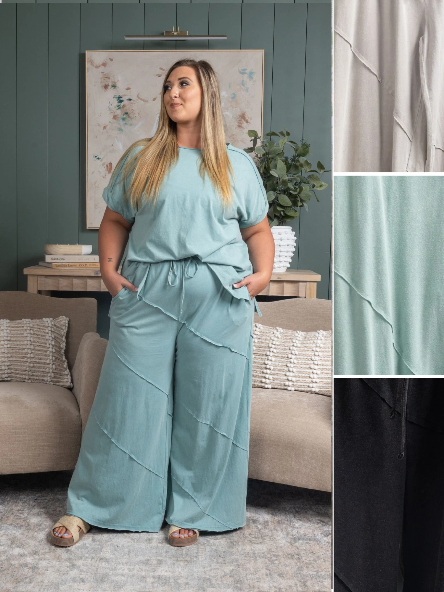 Washed Wide Leg Pant | S - 3XL Set W/ Sku52877 1 Washed Wide Leg Pant | S - 3XL Set W/ Sku52877