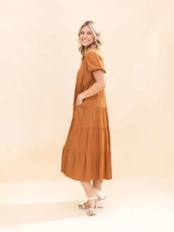 Collard Button Detail Tiered Dress | S-3XL Fall Preview -Women Clothing Shop a748d67cbfe9b23cfd8d6fcab4fa384c