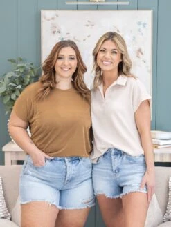 Mica Denim Super High Distressed Shorts W/ Button Up | S-3X