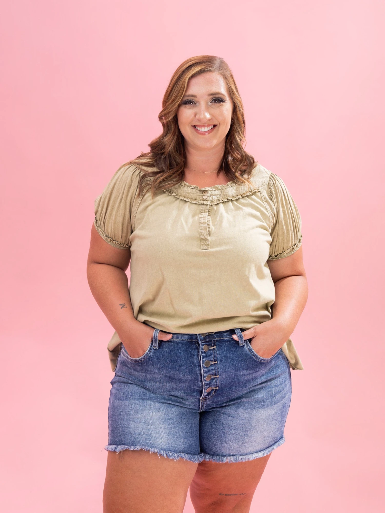 Diva Denim High Rise Expose Button Fray Hem Shorts | XS - 3X 11 Diva Denim High Rise Expose Button Fray Hem Shorts | XS - 3X - Image 11