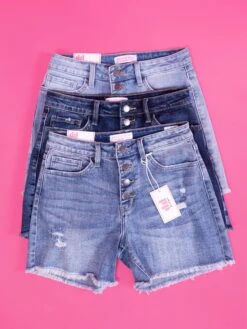 Diva Denim High Rise Expose Button Fray Hem Shorts | S-3XL -Women Clothing Shop a9fac58c41df3756aff3b9ff3922bc35 1