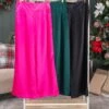 Satin Zipper Back Wide Band Waist Wide Leg Pants | S-3X Pair W/ Sku57347 Christmas