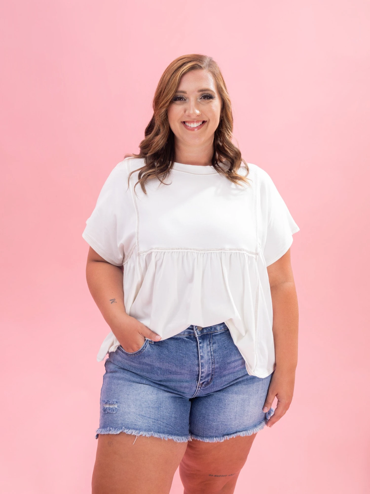 Diva Denim High Rise High Low Fray Hem Short | XS - 3X 14 Diva Denim High Rise High Low Fray Hem Short | XS - 3X - Image 14