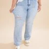 High Waist Mineral Wash Destroy 90's Straight Leg Jeans | 0-24W