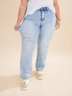 High Waist Mineral Wash Destroy 90's Straight Leg Jeans | 0-24W