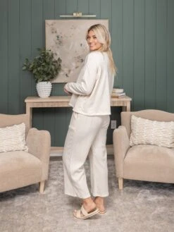 Cable Knit Elastic Waistband Wide Leg Pants | S - XL Set W/ Sku54522 -Women Clothing Shop ab39160dbe375b1703bae9ffec7f4c54